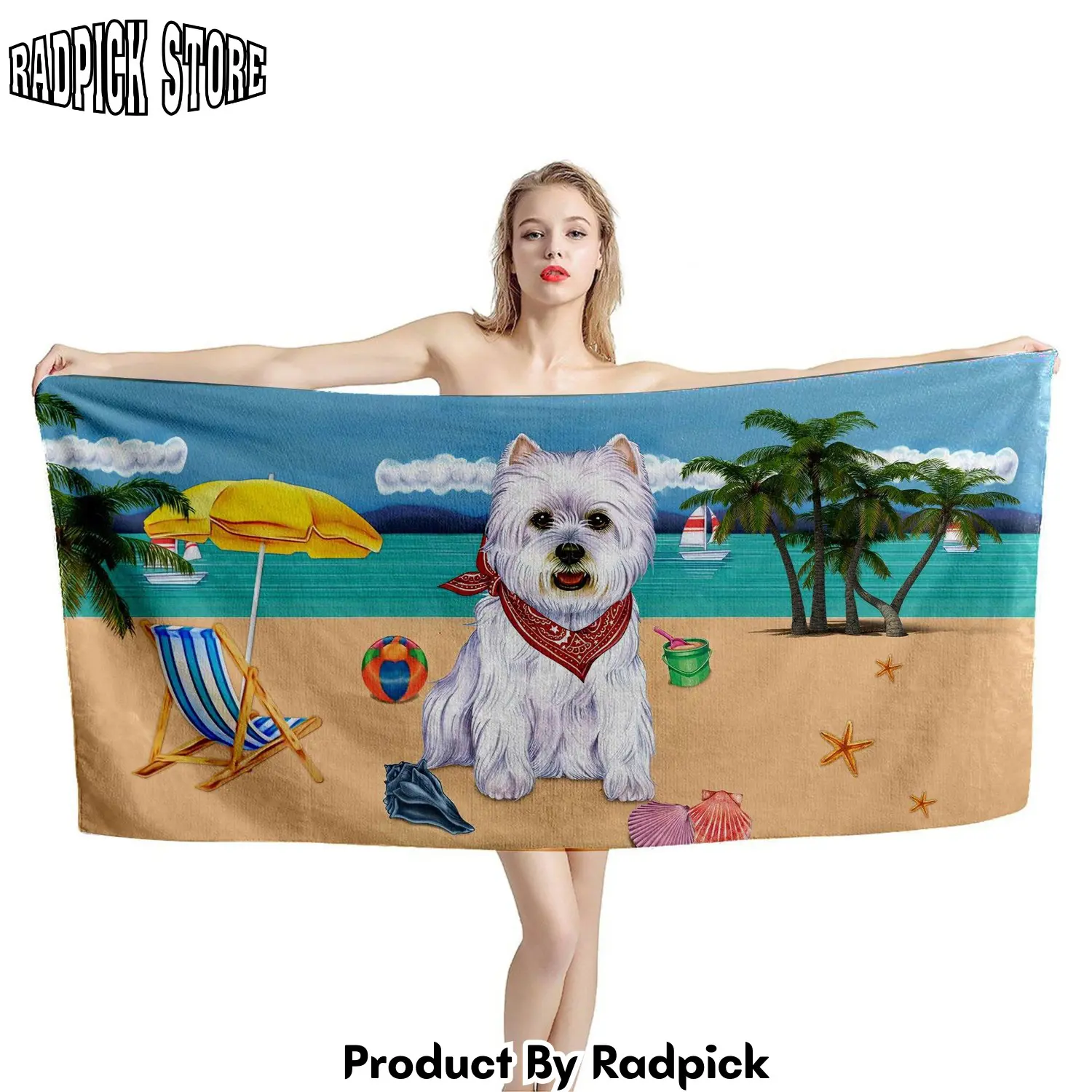 3d west highland terrier dog custom beach towel rp8873